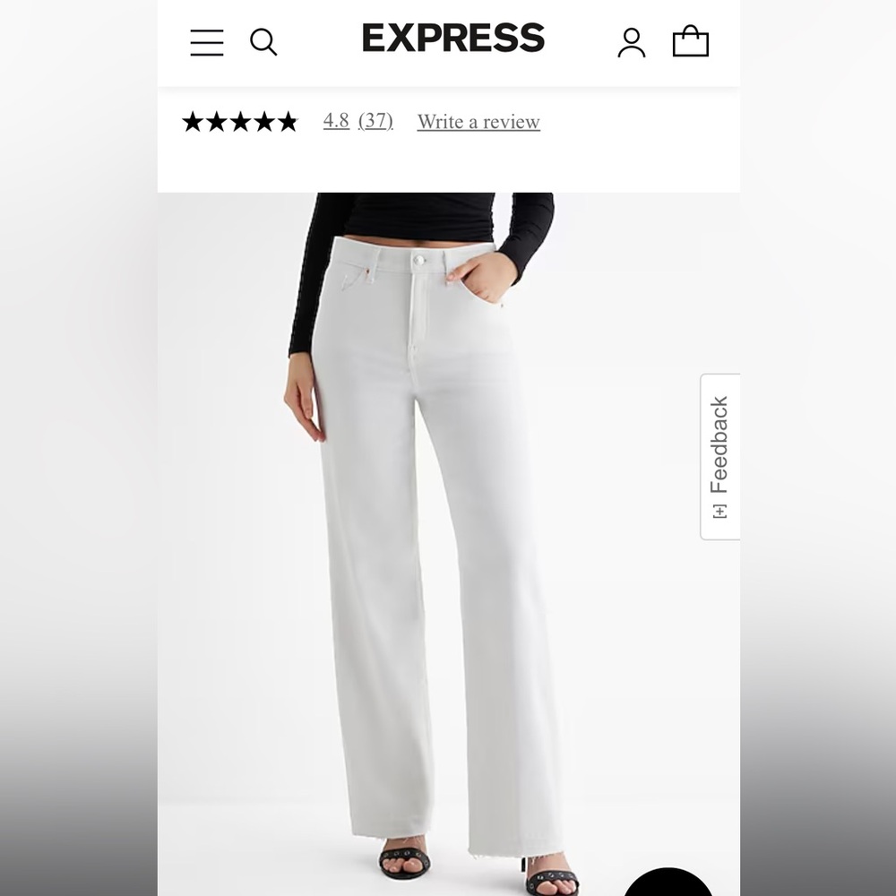 Express white wide leg high rise jeans
